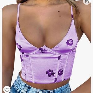 Corset Satin Purple Crop top bought from Amazon